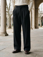Men's Wide Leg Pleated Dress Pants with Tailored Waistband 3