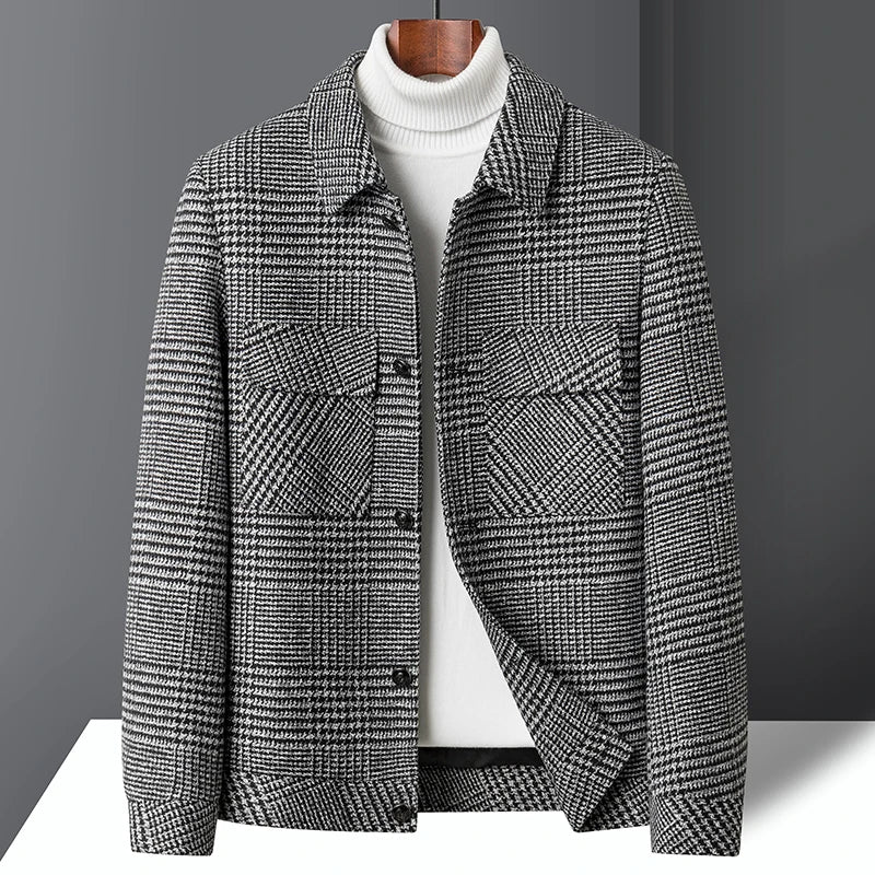 Men's Wool-Blend Check Jacket with Structured Fit 0