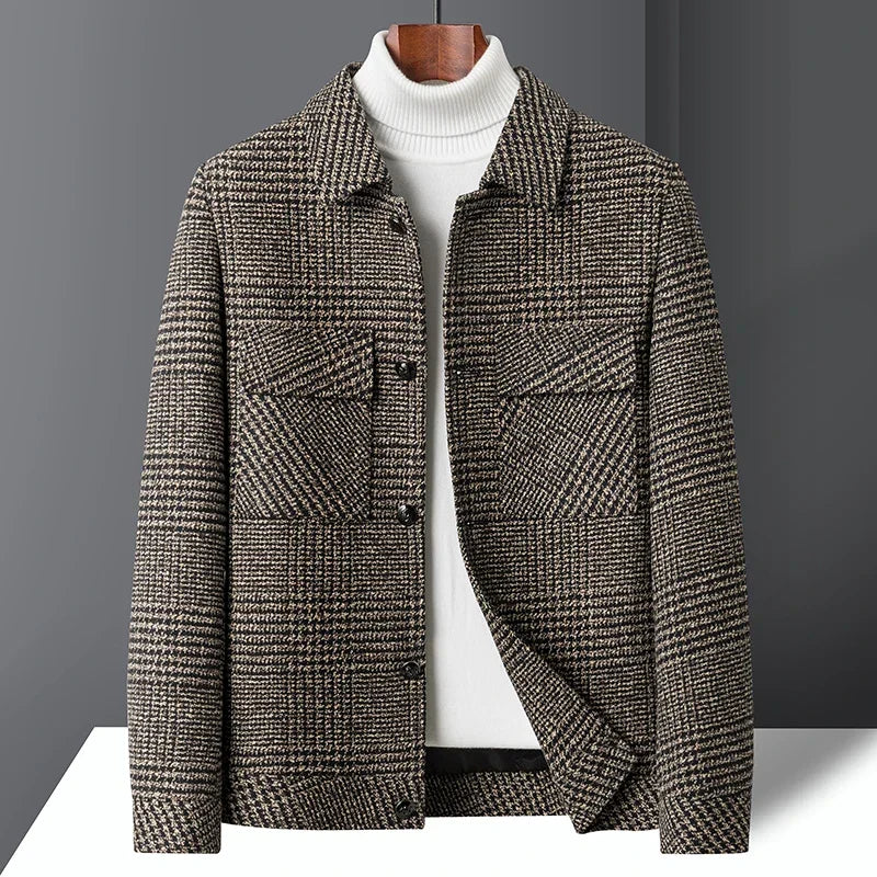 Men's Wool-Blend Check Jacket with Structured Fit 1