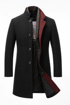 Men's Wool Blend Overcoat with Stand-Up Collar and Single-Breasted Closure 3