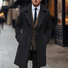 Men's Wool Double-Breasted Slim Fit Trench Coat 0