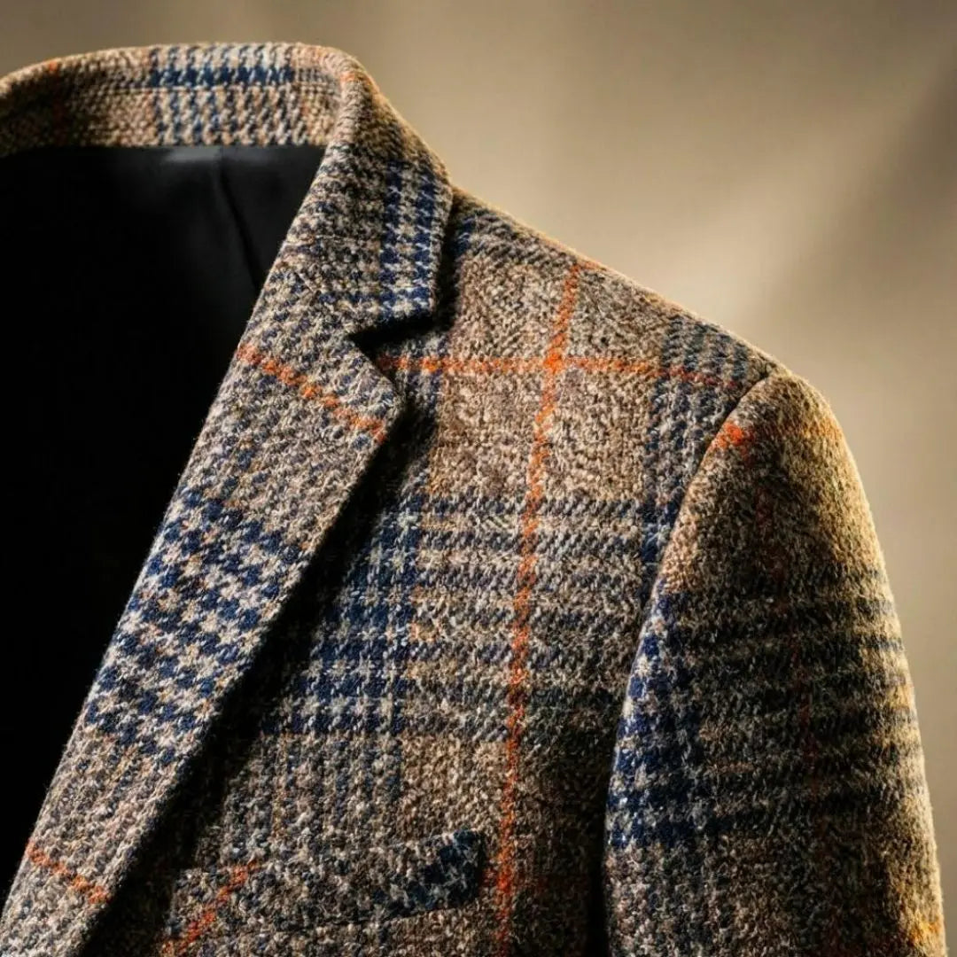 Men's Wool Houndstooth Notch Lapel Blazer Jacket 2