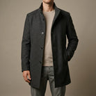 Men's Wool Tailored Overcoat with Insulated Lining and Button Closure 1