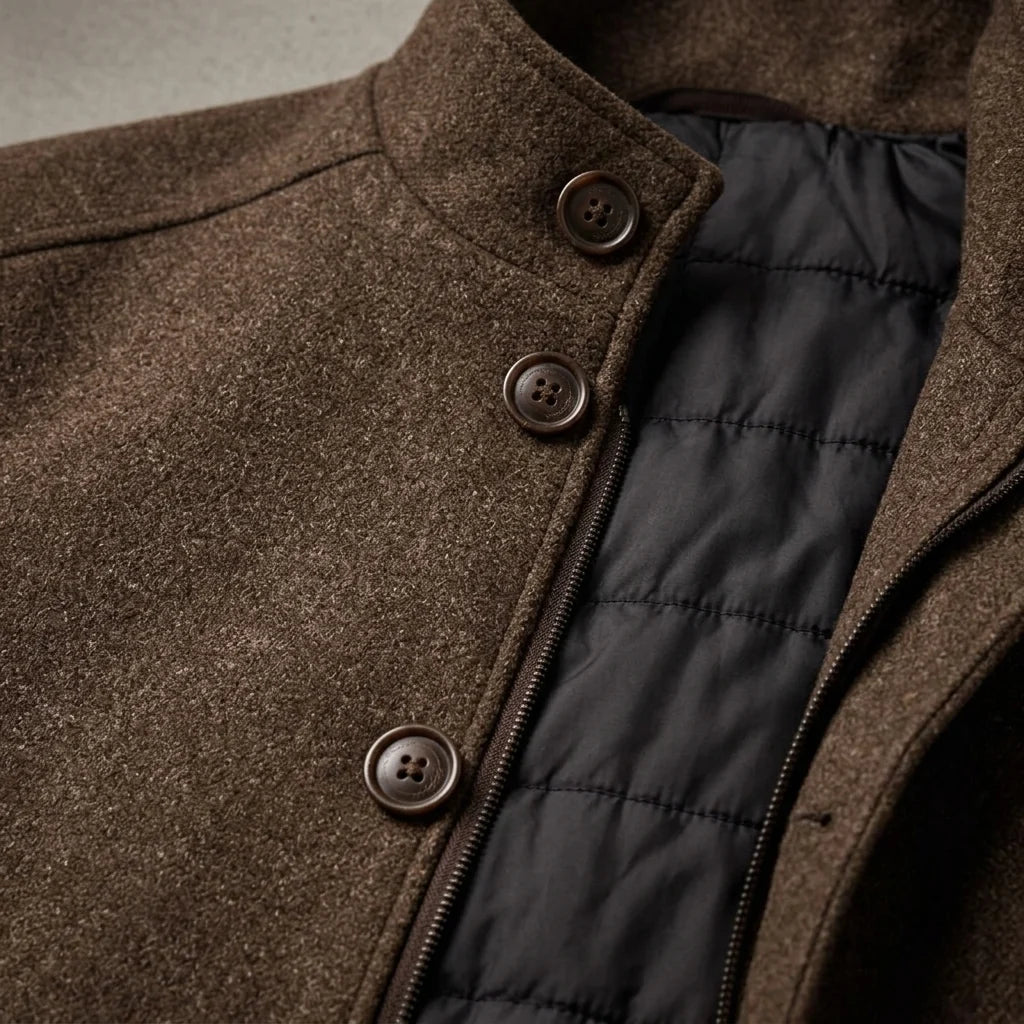Men's Wool Tailored Overcoat with Insulated Lining and Button Closure 3