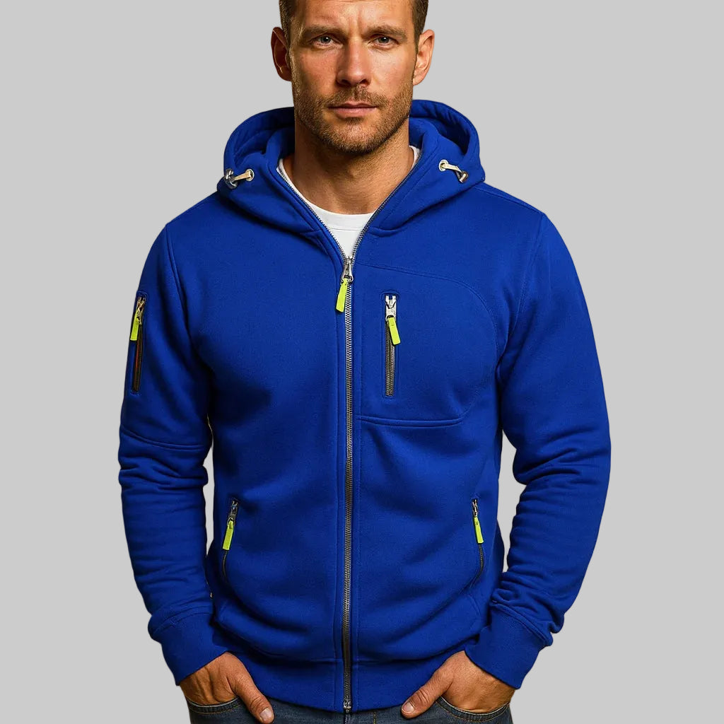 Men's Zip-Up Hoodie with Adjustable Hood and Zipper Pockets 3