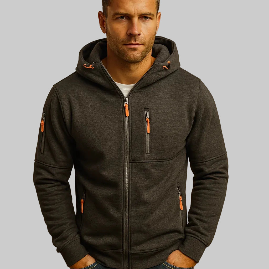 Men's Zip-Up Hoodie with Adjustable Hood and Zipper Pockets 4