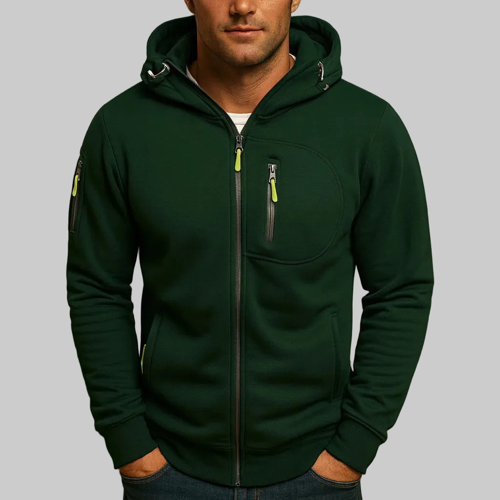 Men's Zip-Up Hoodie with Adjustable Hood and Zipper Pockets 5