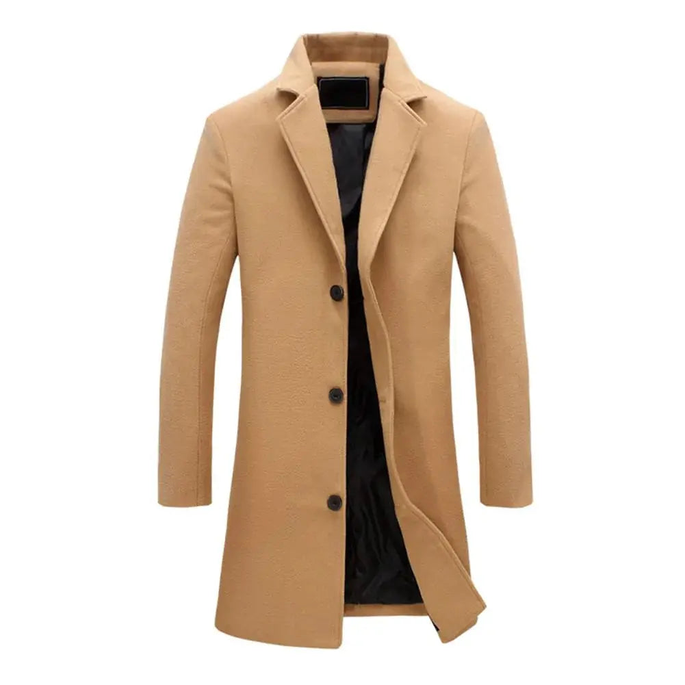 Men's Classic Single-Breasted Overcoat with Notched Lapels - 3