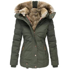 Women's Black Puffer Jacket with Fur-Lined Hood 2