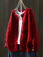 Women's Cable Knit Button-Front Cardigan with Relaxed Fit 1