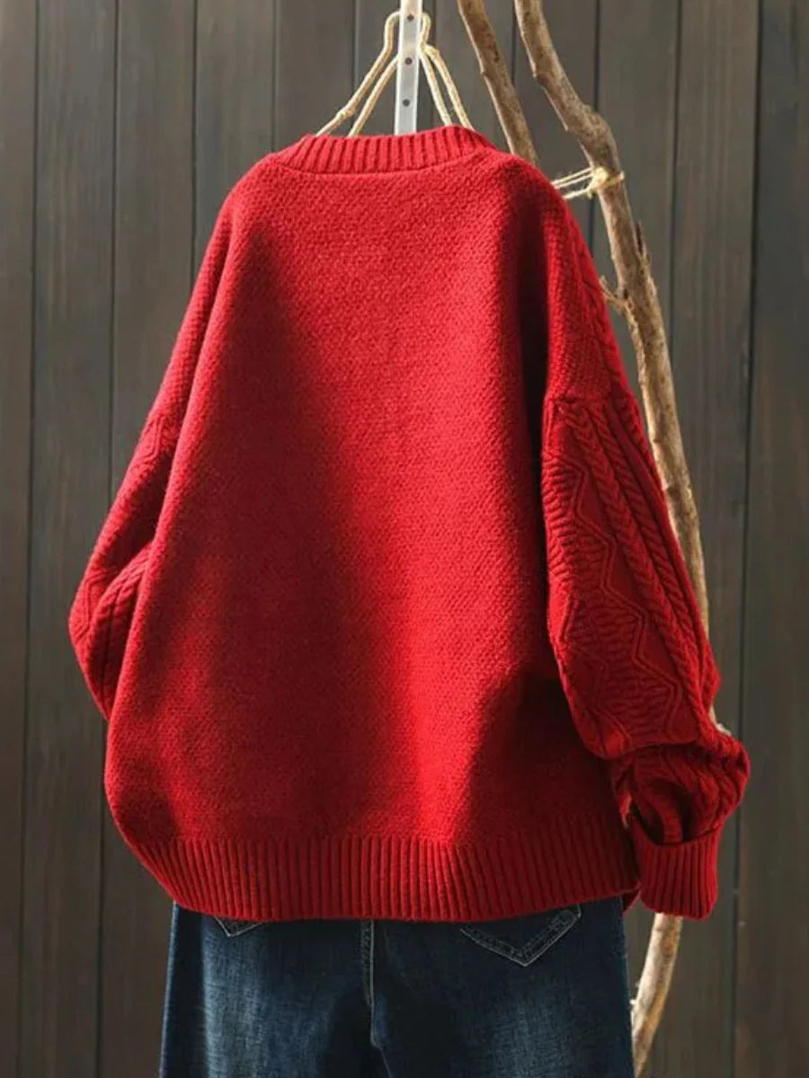 Women's Cable Knit Button-Front Cardigan with Relaxed Fit 2