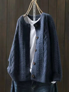Women's Cable Knit Button-Front Cardigan with Relaxed Fit 3