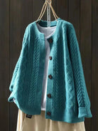 Women's Cable Knit Button-Front Cardigan with Relaxed Fit 5