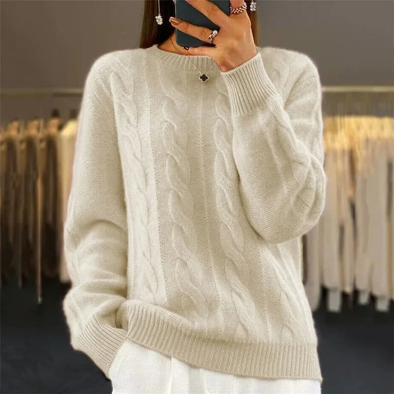 Women's Cashmere Crewneck Sweater for Versatile Layering 1