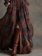 Women's Classic Plaid Button-Down Shirt Dress with Flowing Silhouette 3