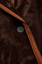 Women's Color-Block Velvet Lapel Coat with Pockets 7
