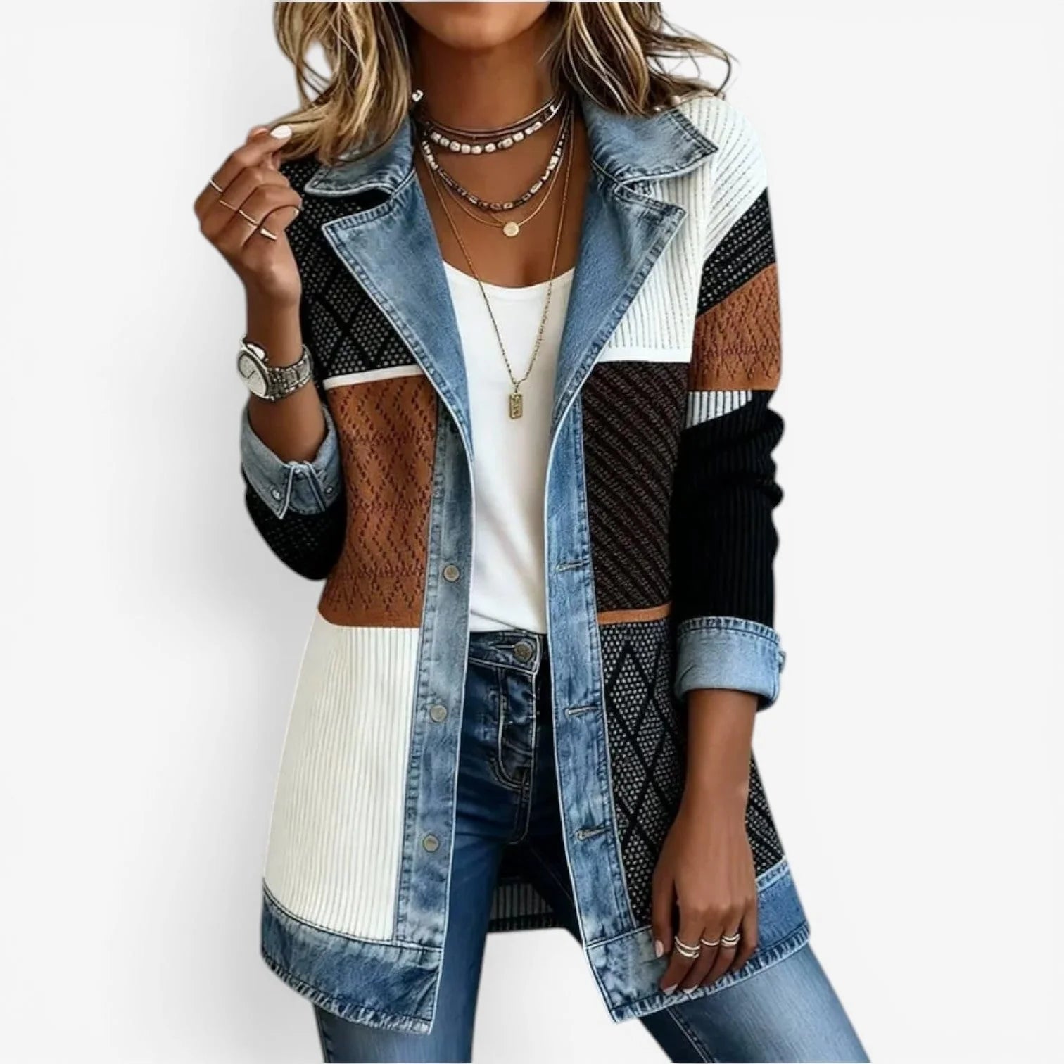 Women's Denim Lapel Button Cardigan Jacket 2