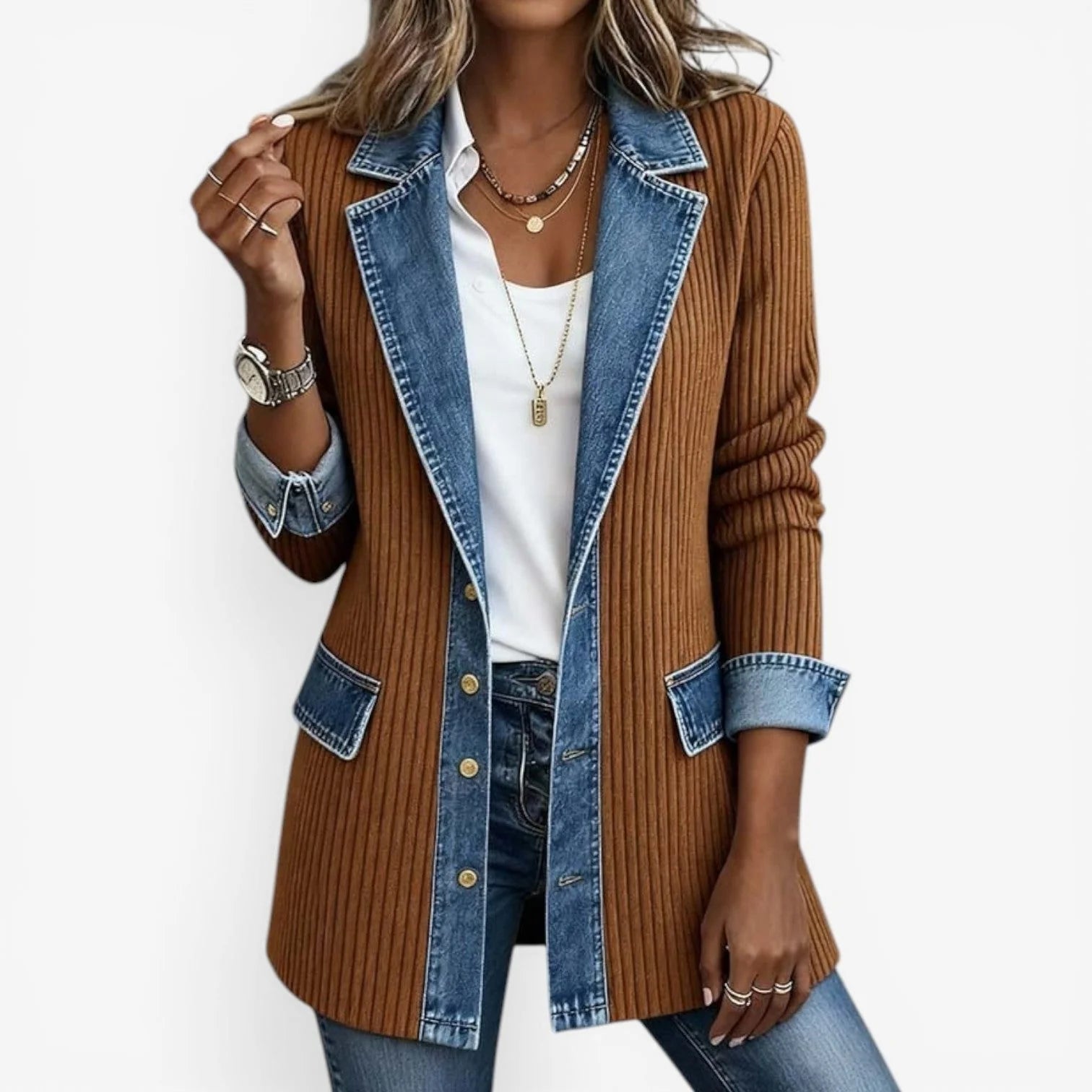 Women's Denim Lapel Button Cardigan Jacket 3
