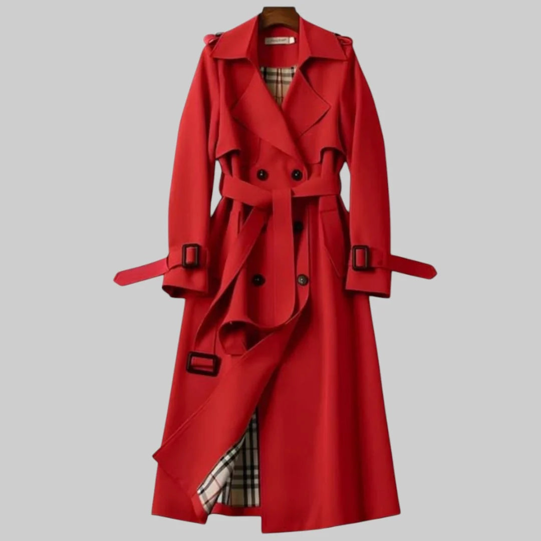 Women's Double-Breasted Belted Midi Trench Coat 1