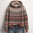 Women's Fair Isle Knit Hoodie with Attached Hood and Ribbed Cuffs 2