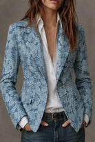 Women's Fitted Paisley Notch Lapel Blazer with Single-Button Closure 6