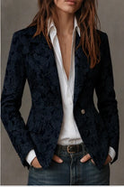 Women's Fitted Paisley Notch Lapel Blazer with Single-Button Closure 7