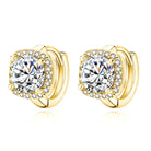 Women's Gold Square-Cut Stud Earrings with Set Stone 0