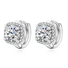 Women's Gold Square-Cut Stud Earrings with Set Stone 1