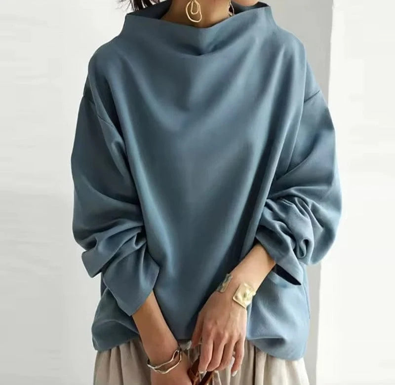 Women's High-Neck Relaxed Fit Casual Top 2