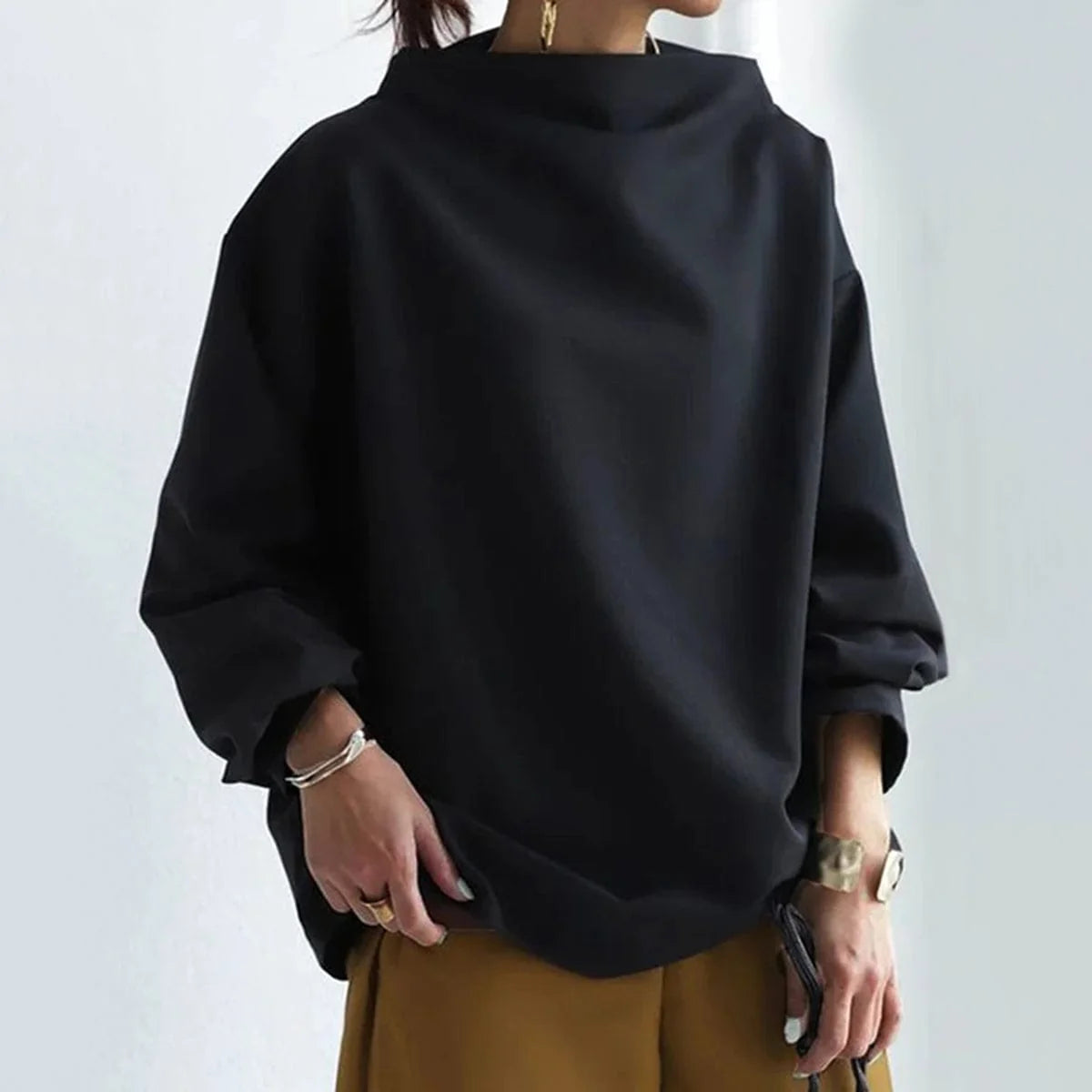 Women's High-Neck Relaxed Fit Casual Top 5