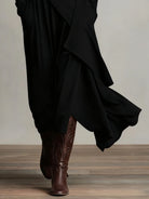 Women's High Neck Long Sleeve Maxi Dress with Asymmetrical Draping 7