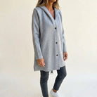 Women's Hooded Button-Front Cardigan with Oversized Hood and Side Pockets 2