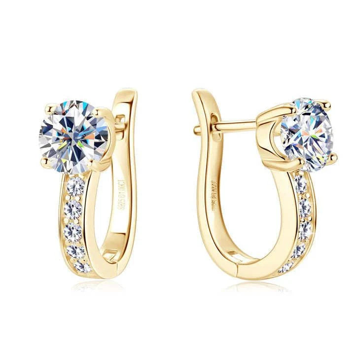 Women's Huggie Hoop Earrings with Channel-Set Stones and Secure Closure 0
