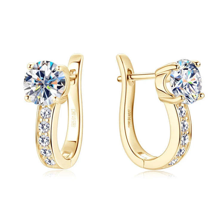 Women's Huggie Hoop Earrings with Channel-Set Stones and Secure Closure 1