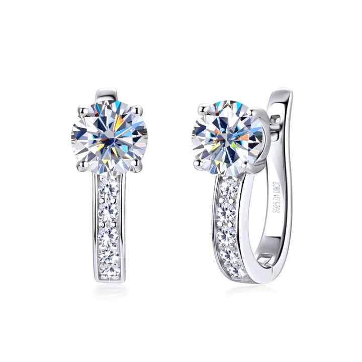 Women's Huggie Hoop Earrings with Channel-Set Stones and Secure Closure 2
