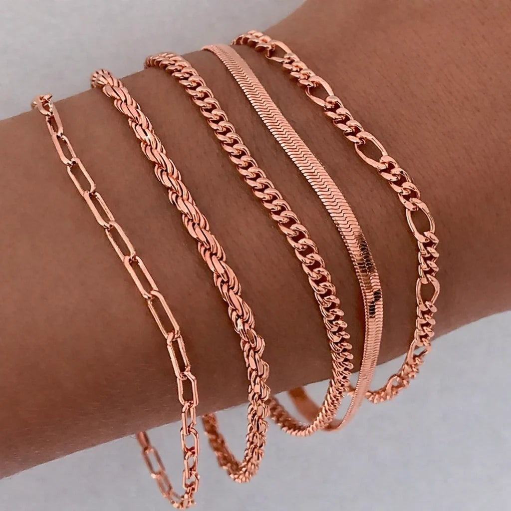 Women's Layered Gold Bracelets Set with Mixed Textures for Versatile Styling 2