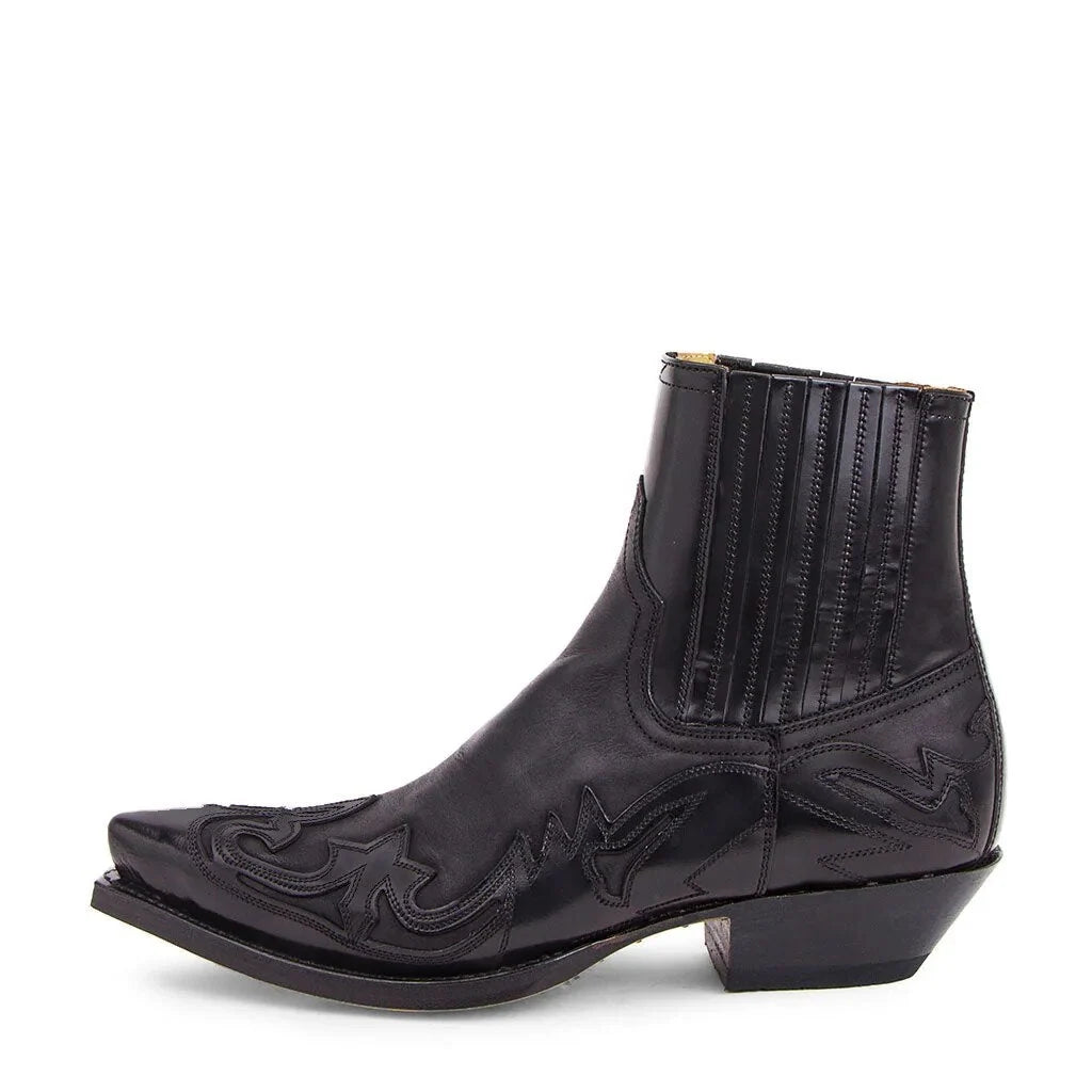 Women's Leather Cowboy Boots with Embroidered Western Design 0