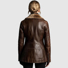 Women's Leather Jacket with Shearling Collar and Zip Front 1