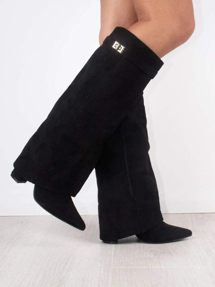 Women's Leather Thigh-High Boots with Buckle Detail 3