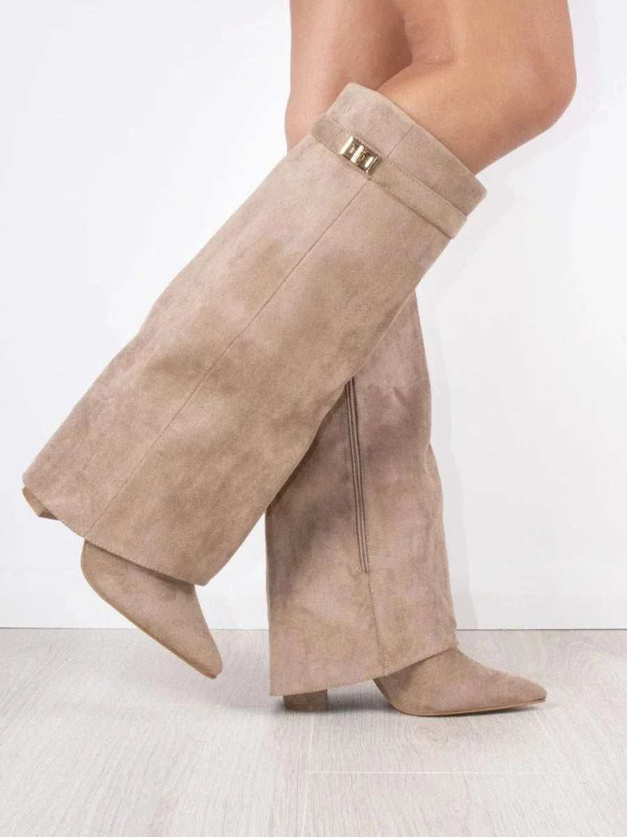 Women's Leather Thigh-High Boots with Buckle Detail 6