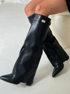Women's Leather Thigh-High Boots with Buckle Detail 9
