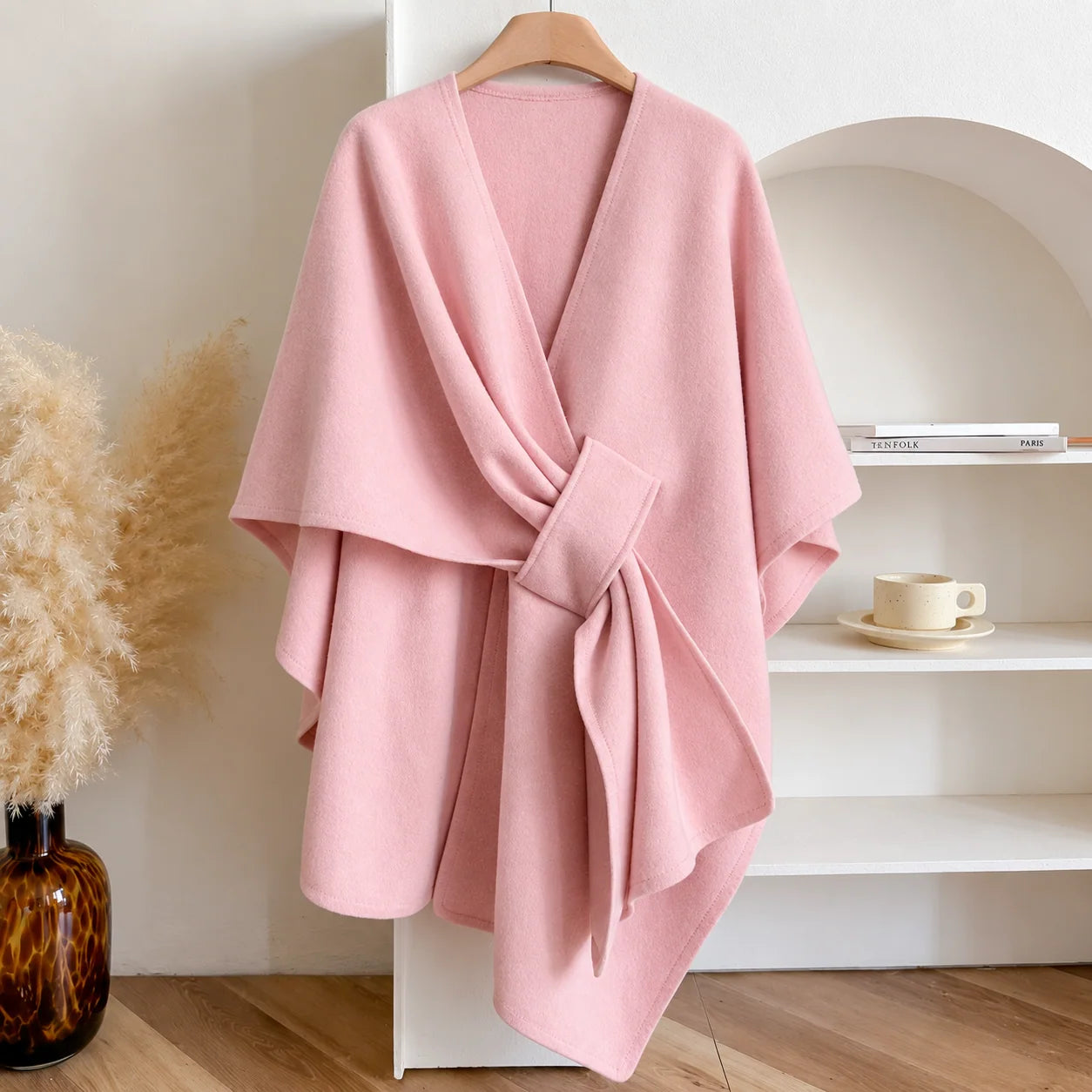 Women's Long Fleece Drape Shawl Wrap - One Size, Soft and Flowing Design 12