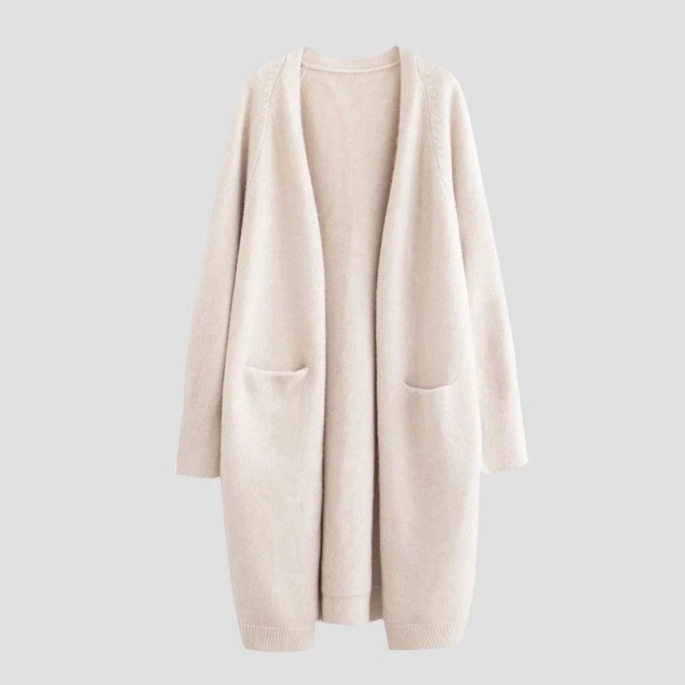 Women's Long Open-Front Knit Cardigan with Pockets 0