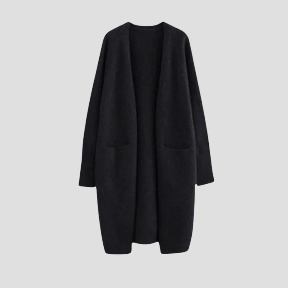 Women's Long Open-Front Knit Cardigan with Pockets 5