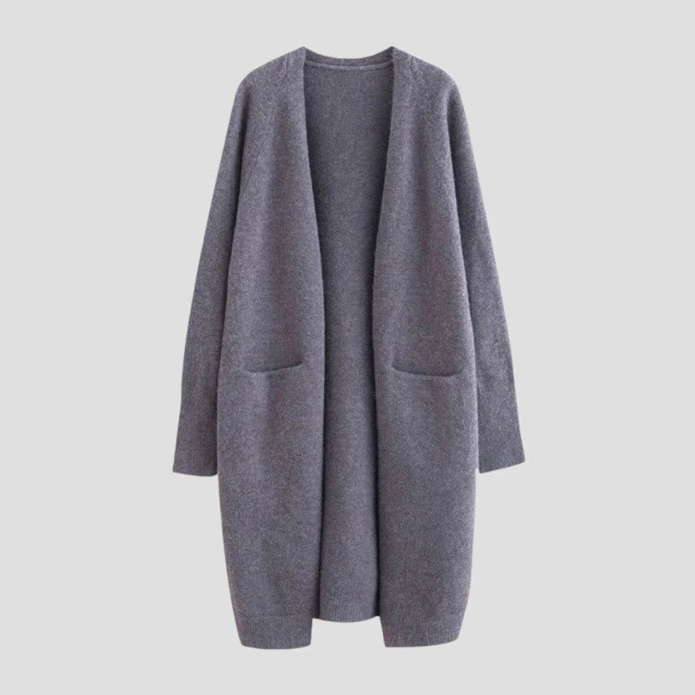 Women's Long Open-Front Knit Cardigan with Pockets 7