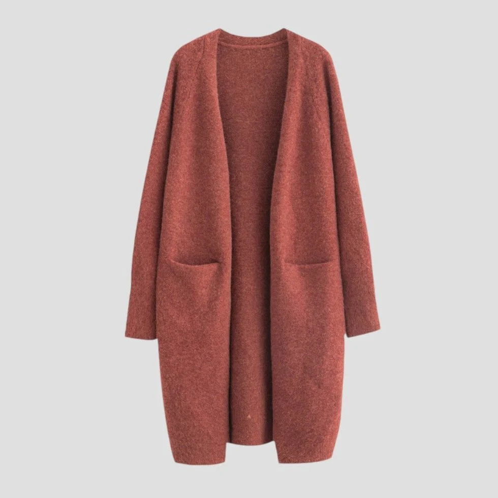 Women's Long Open-Front Knit Cardigan with Pockets 8