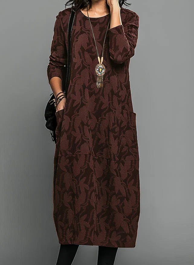 Women's Long Sleeve Elegant Winter Dress with Flattering Silhouette 1