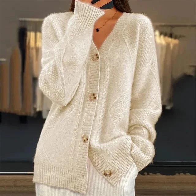 Women's Longline Cable Knit Button-Up Cardigan 0