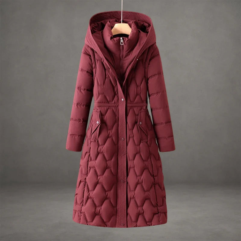 Women's Longline Hooded Down Coat with Waterproof Windproof Protection 0