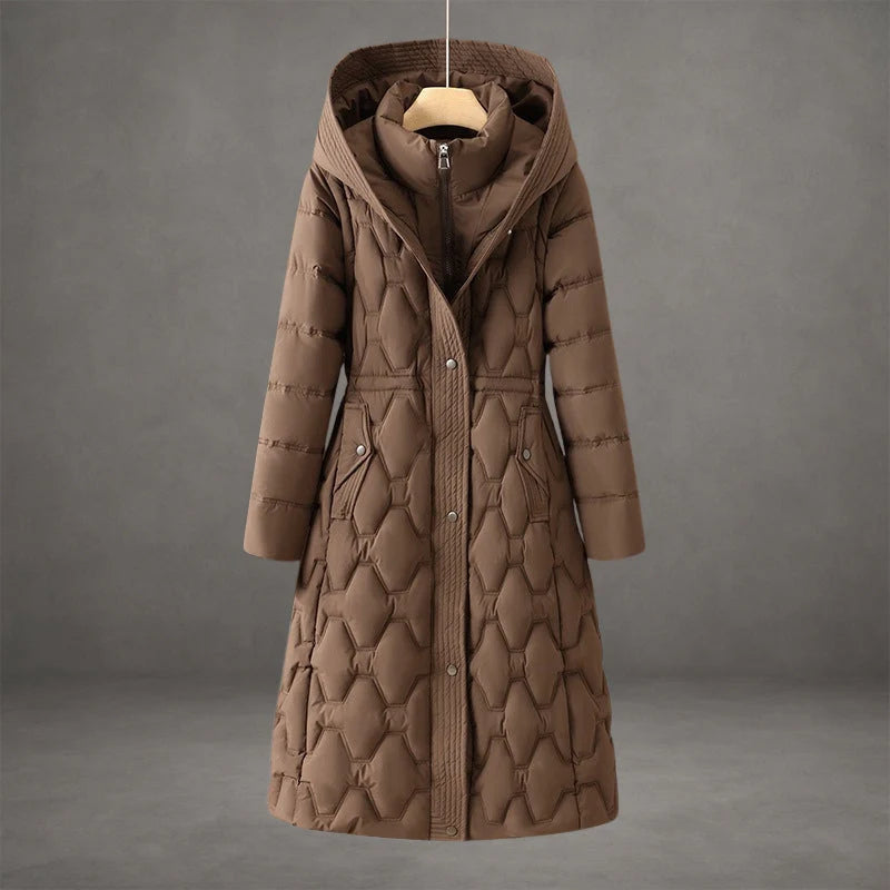 Women's Longline Hooded Down Coat with Waterproof Windproof Protection 2